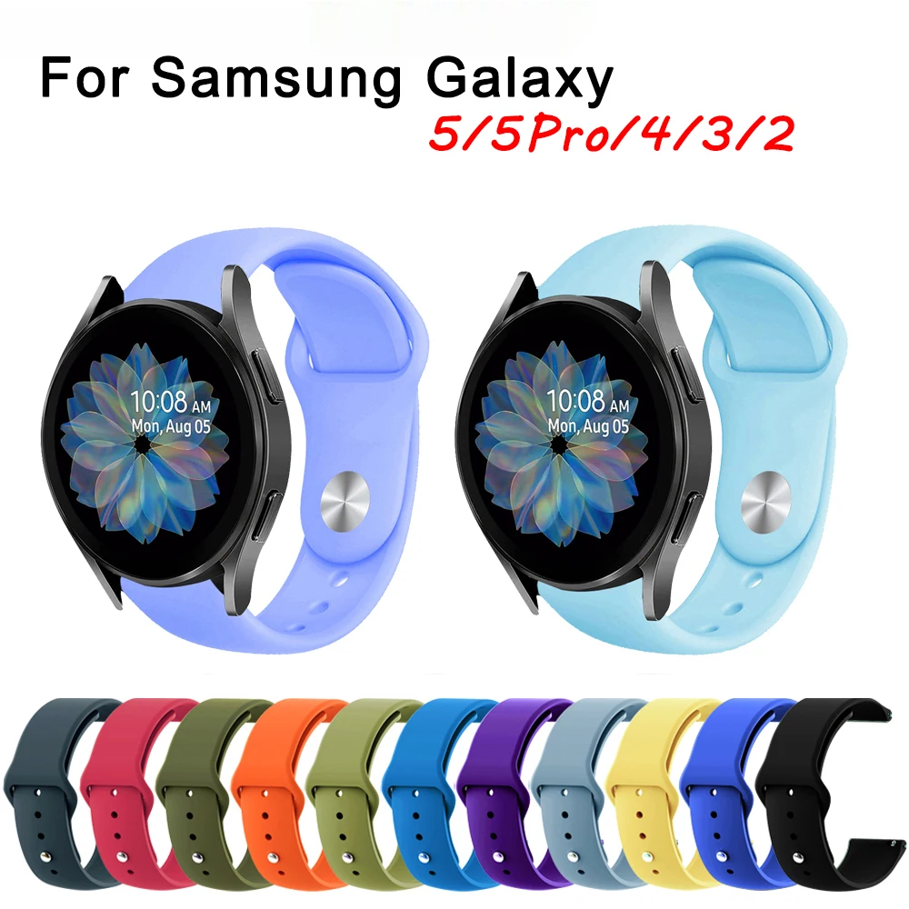 Correa deportiva de silicona suave ajustable para Samsung Galaxy Watch, pulsera Amazfit de 20mm, 22mm, 40mm, 44mm, 45mm, 4/5