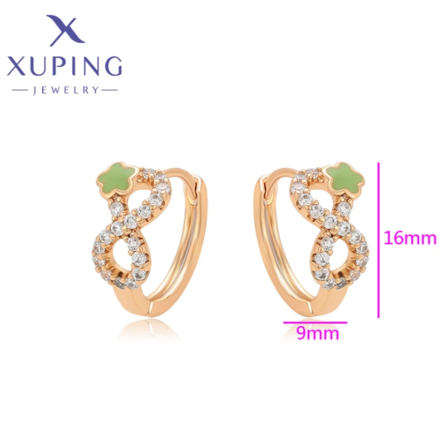 Xuping Jewelry Hot Sales Fashion Circle Shape Elegant Zircon Gold Color Hoops Earrings for Women Schoolgirl Wish Gift X000700364