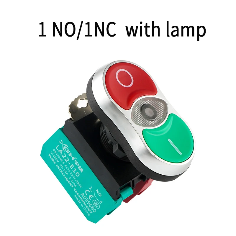 High quality STOP double position button/self reset control button switch with light 22MM