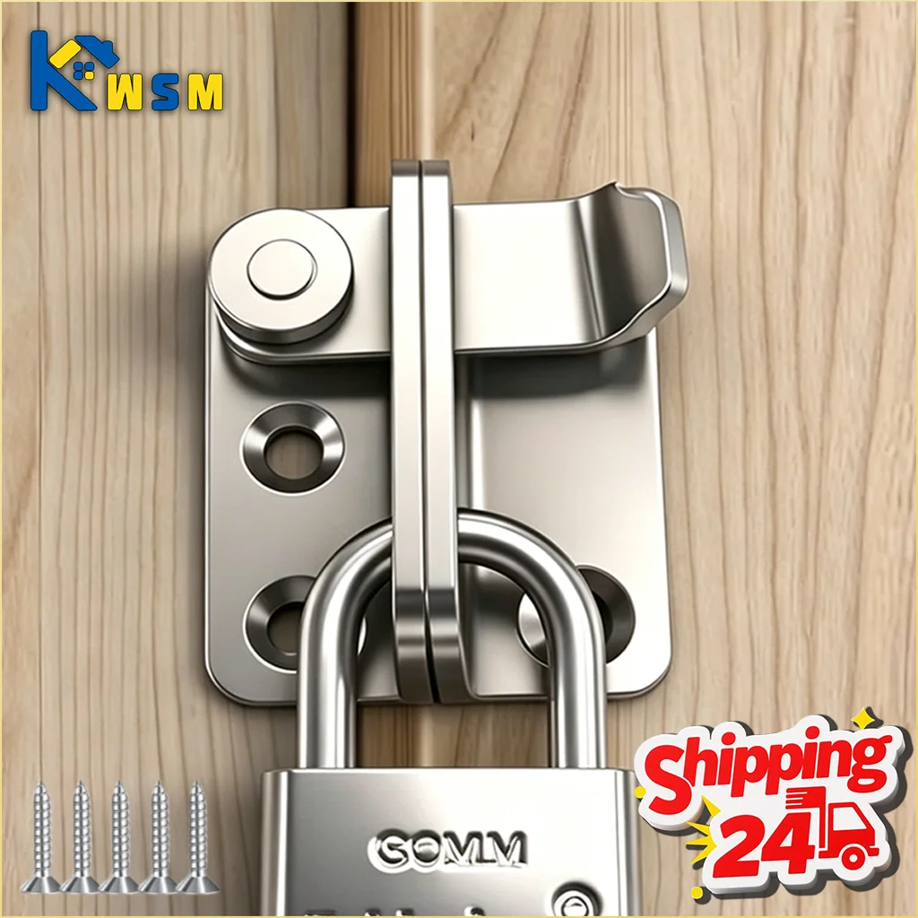 Stainless Steel Lock Latch Pet Cage Right Door Bolt Hasps Bathroom Security Anti Theft Deadbolt with Lock for Door Enhancement