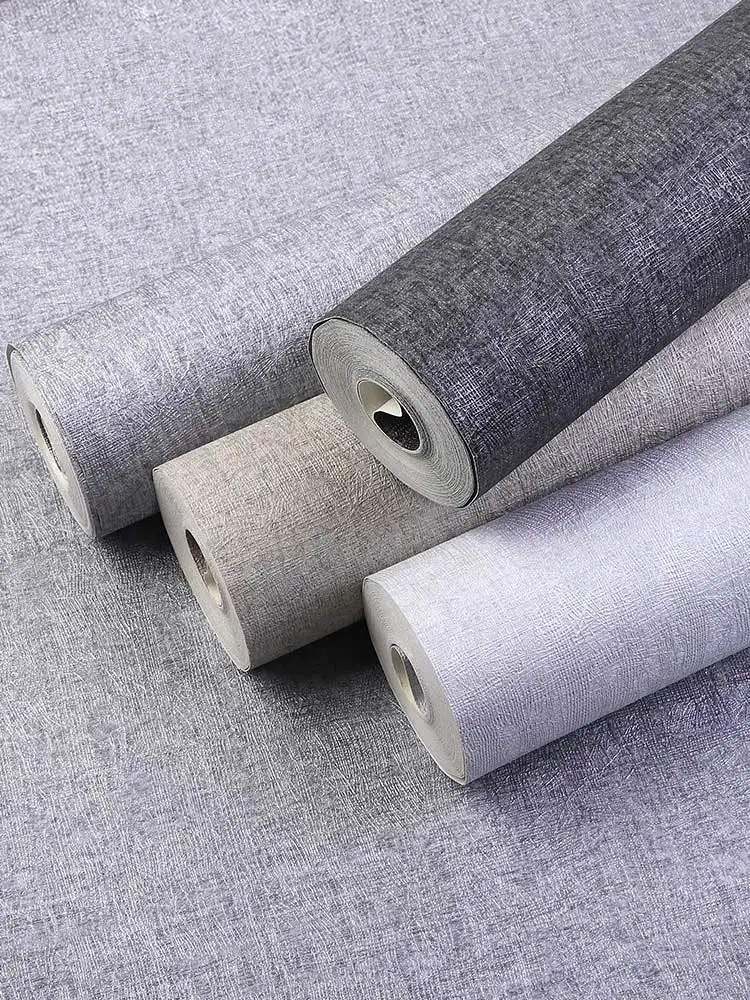 Modern Solid Color Dark Grey Blue Wallpaper Roll Plain Imitate Fiber Linen Wall Paper Waterproof PVC for Living Room Walls