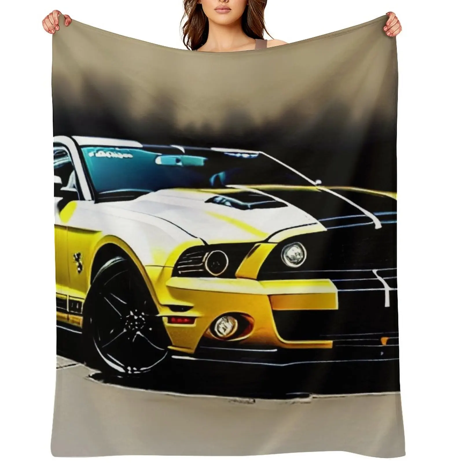 

Yellow sports car Throw Blanket Custom Summer Softest Soft Big Blankets