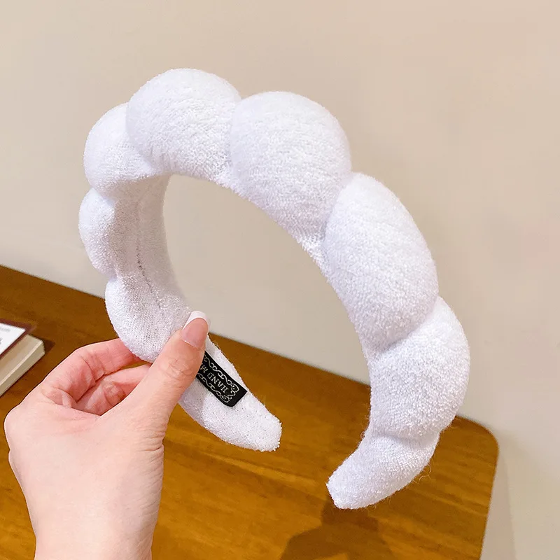الرجعية منتفخ رباط شعر الإسفنج Headbands للنساء لون الحلوى واسعة حافة عقال فتاة الموضة غسل الوجه عقال الشعر الوصول