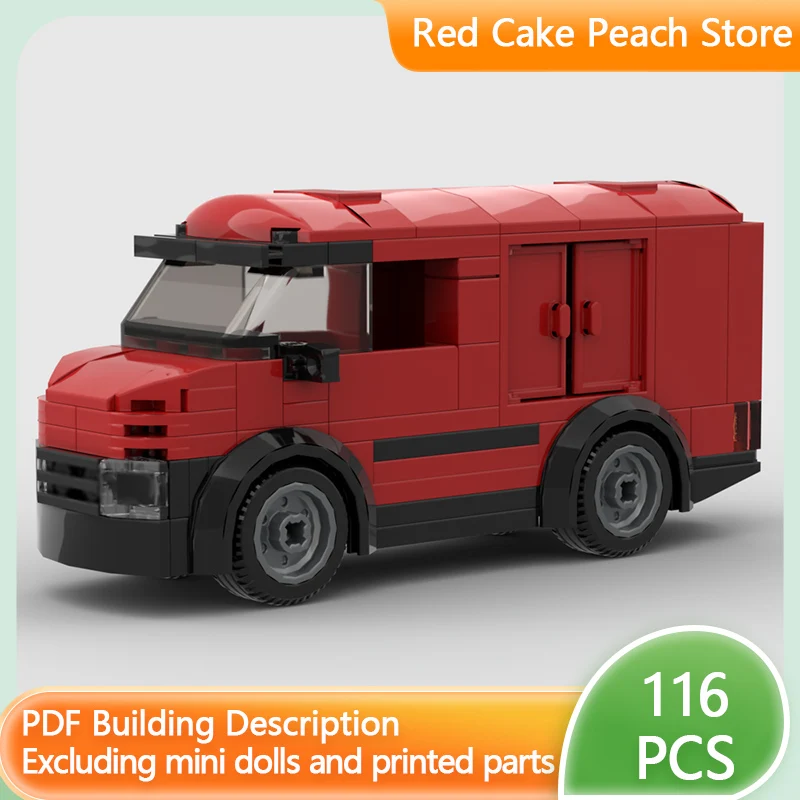 City Car Model MOC Building Bricks Post Delivery Van 4-Wide Modular Technology Children Holiday Gifts Assemble Toys Suit
