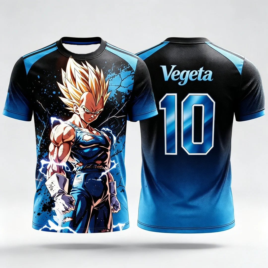 Dragon Ball Vegeta Super Saiyan Jersey T-shirt 3D Print Anime Tee Sportswear Men Women Fans Streetwear Family Matching Outfits