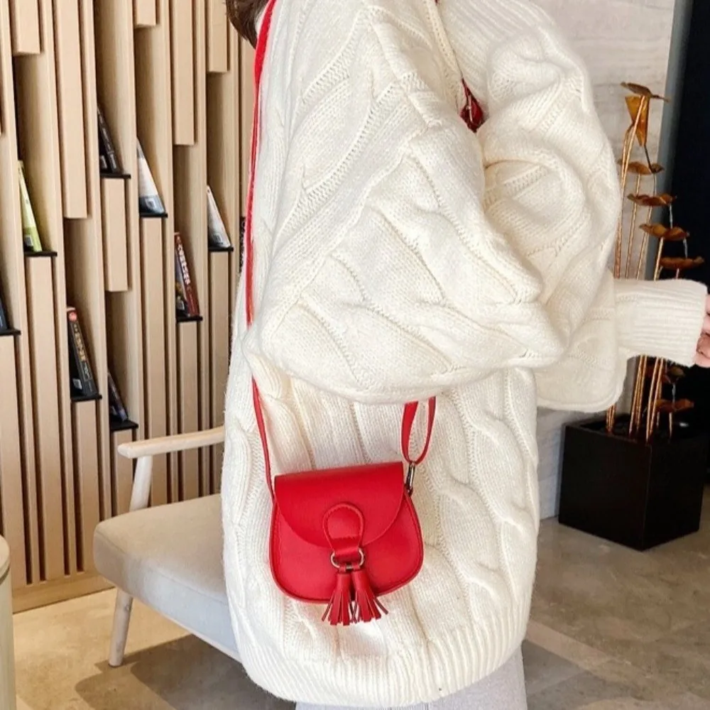 New Cute Children Shoulder Bag Mini Size PU Leather Kids Coin Purse Tassels Adjustable Princess Messenger Bag Princess Theme