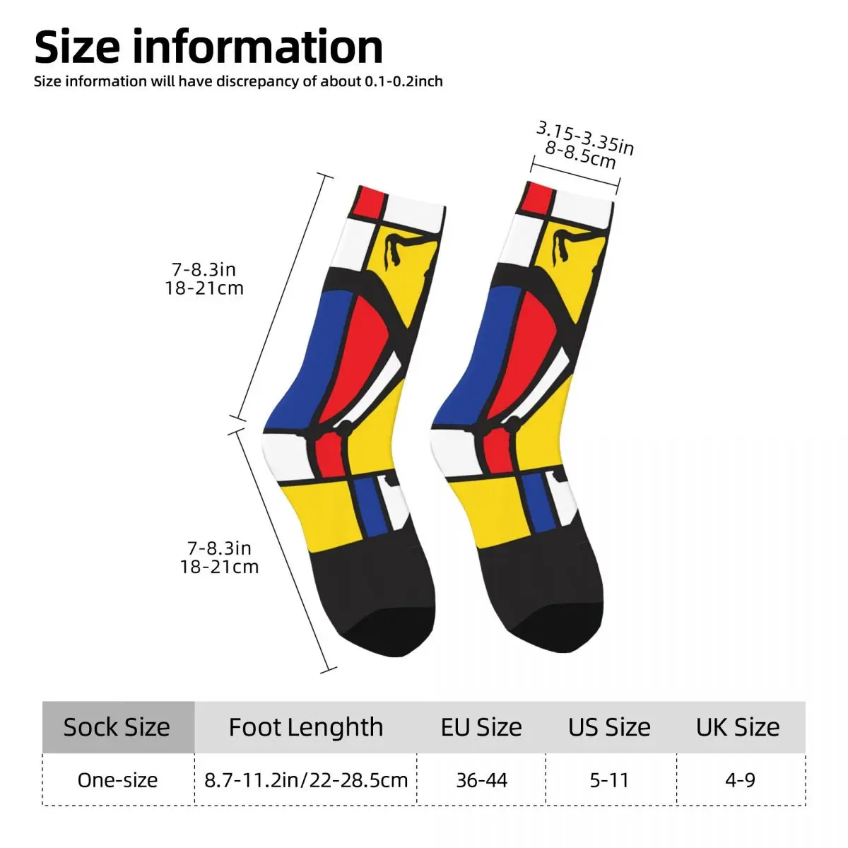 Crazy compression Mondrian Bicycle Sock for Men Vintage Cycling Seamless Pattern Crew Sock Novelty