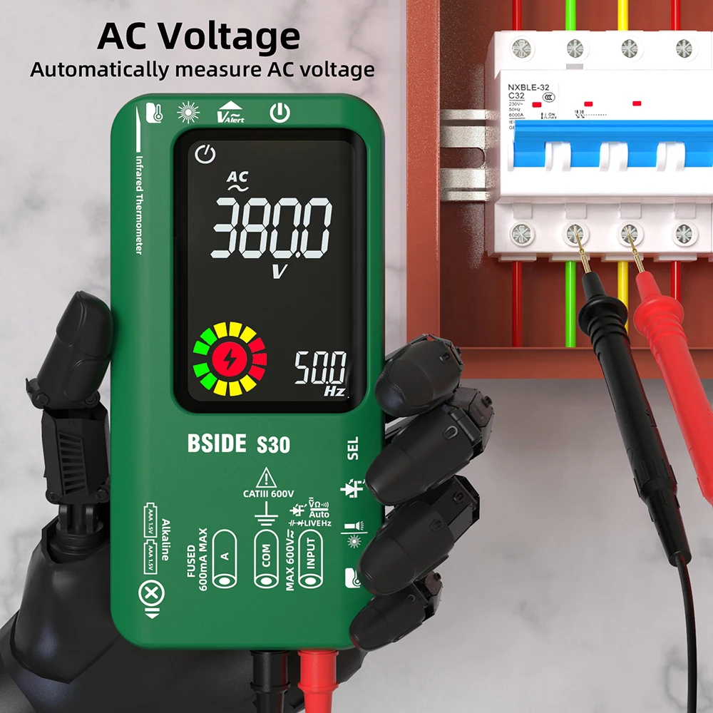 BSIDE S30 Smart Digital Multimeter 15V Diode Infrared Thermometer AC DC Voltage Current Recharge Professional Electronic Tester