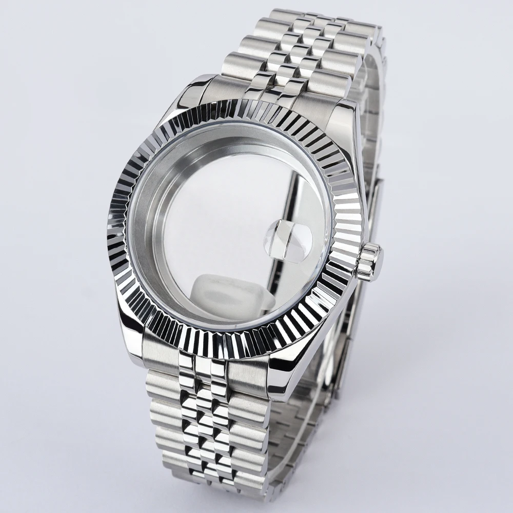 36mm/39mm NH35 DJ Bezel Watch Case Sliding Lock Bracelet Sapphire Glass For SK NH35 NH36 NH38 NH70 Miyota 8215 Movement Datejust