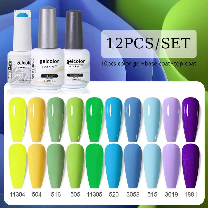 Arte Clavo 12 stks/set 15 ML Kleuren Nagelgel Polish Nail Art Vernis LED UV Top Coat Nagelgel Ongle semi-permanente Manicure Losweken