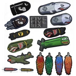 Bullet Embroidered Patch Tactical Combat One Size Fits All Rubber PVC Shark Badges Appliqued Decorative Stickers Strip
