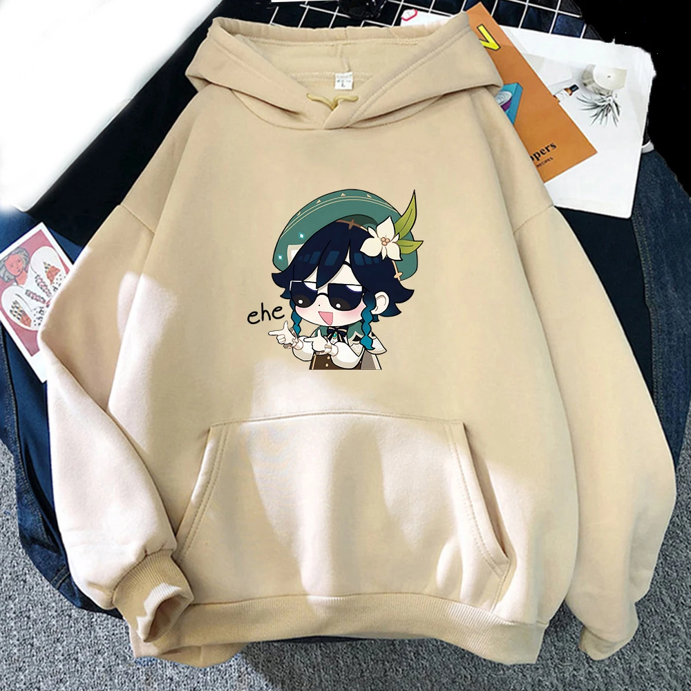 

New Genshin Impact Chibi Venti Men's Hoodie Women's Fashion Simple Long sleeved Pullover Street Trend Harajuku Large Sweatshirt