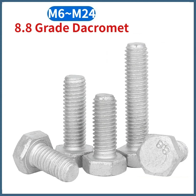 Beicai M6 M8 M10 M12 To M24 8.8 Grade Carbon Steel Dacromet GB5783 External Hex Screw Outer Hexagon Bolt Length 16mm-150mm
