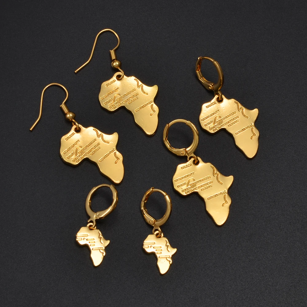 Anniyo African Map Earrings for Women Girls Kids Christmas and New Year Gifts Jewelry #205116