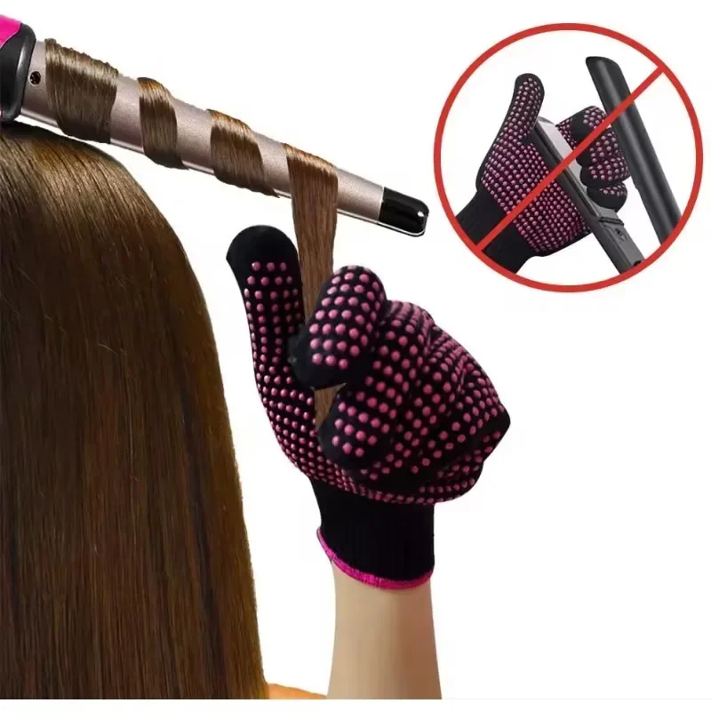 1 Pair New Double-sided Hair Straightener Curling Tong Hairdressing Heat Resistant Anti-Scald Finger Gloves Hair Salon Tools