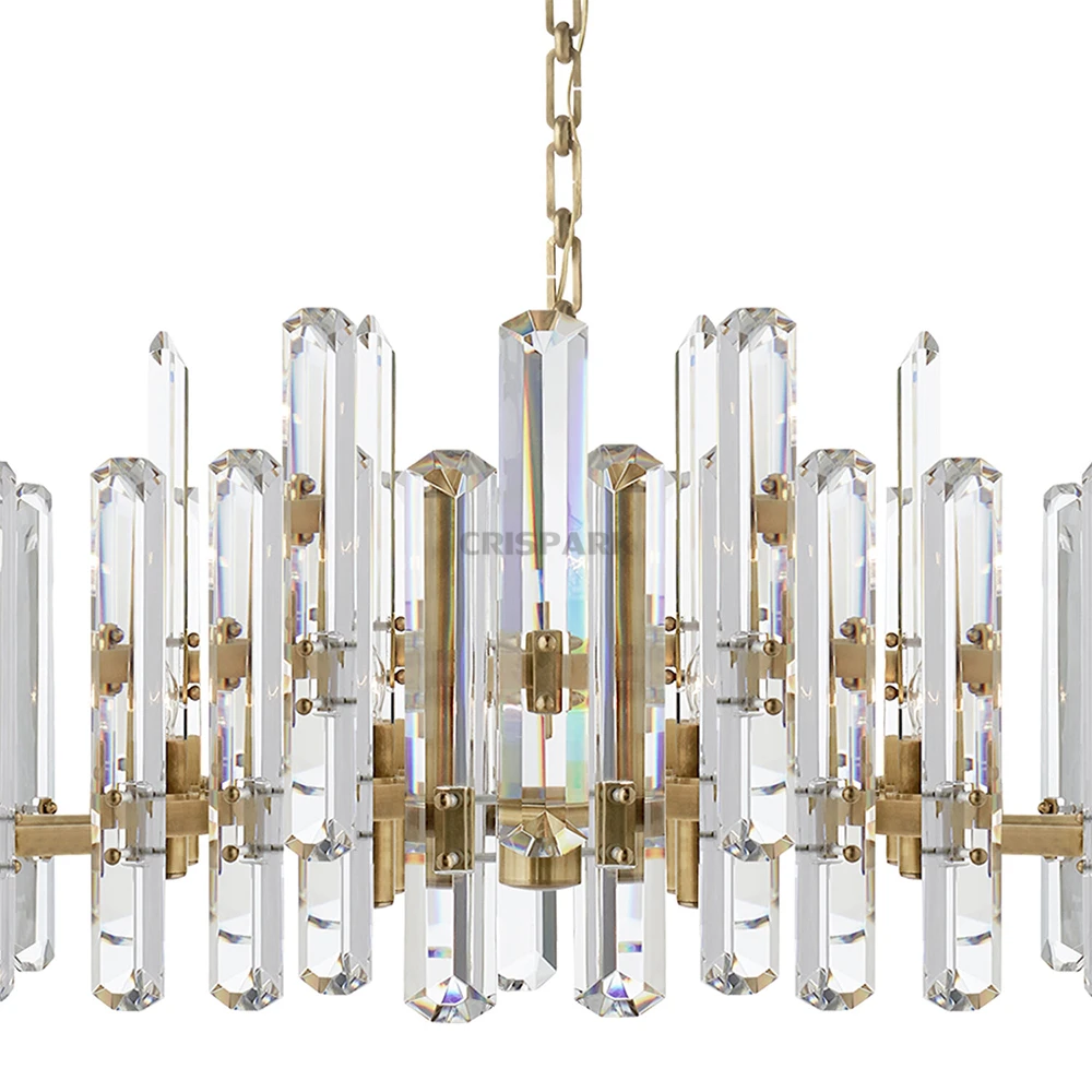 Bonnington Linear Chandelier Large Luxury LED Chandelier Clear Crystal Chandelier Lighting Brass Black Lustre for Living Room