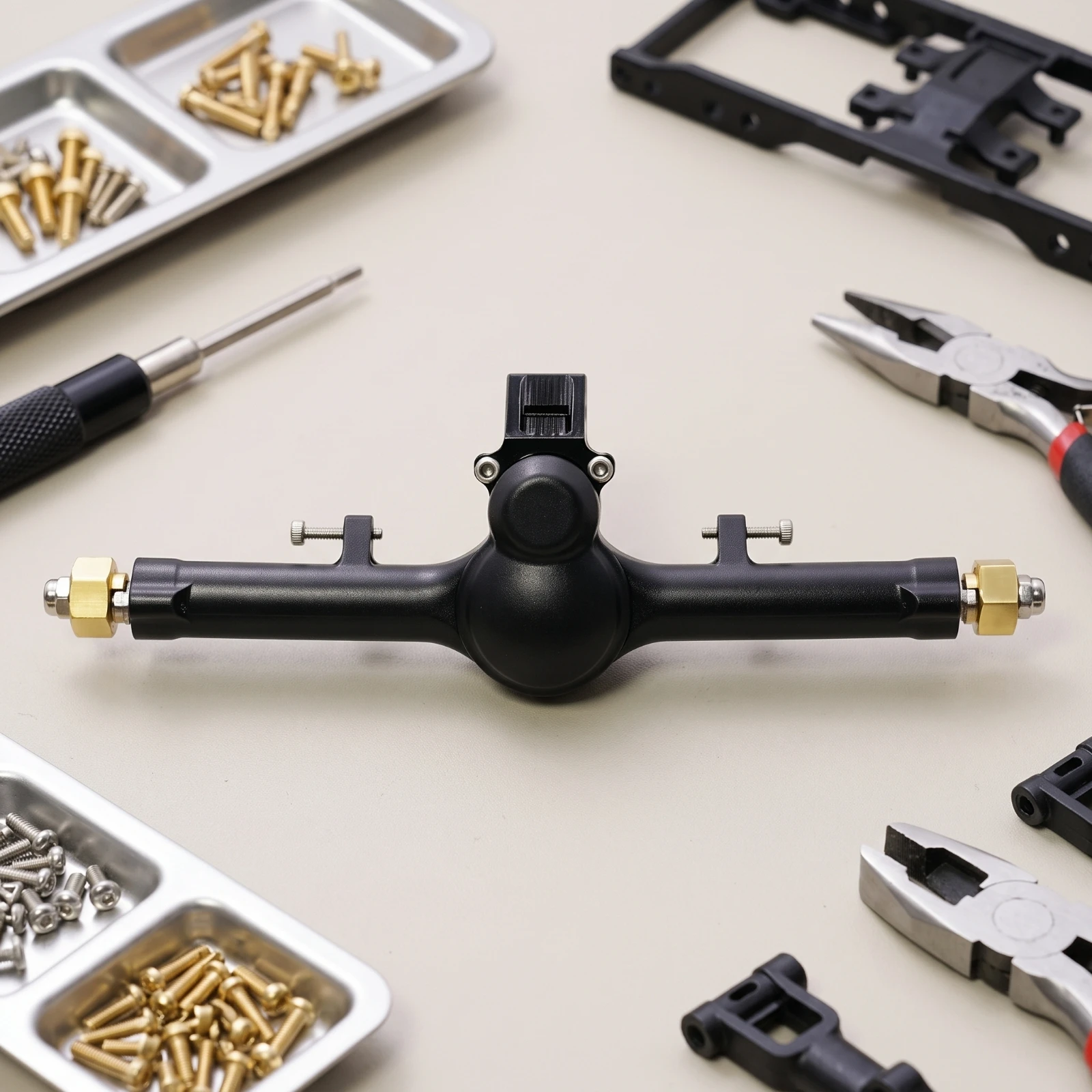 SCX24 Axle Assembly 1/24 Scale RC Car Axle with Brass Knuckles Double Joint Hardened Steel for Trail Riding