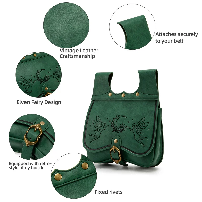 

2026 Fantasy Forest Style Retro Belt Bag Flip Cover Waist Bag Forest Style Small Bag Medieval Decorative Waist Bag