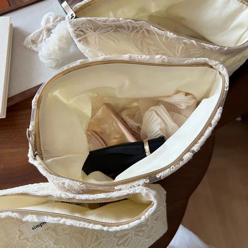 

Элегантная кружевная косметичка для путешествий, органайзер для косметики, вместительная сумка для хранения