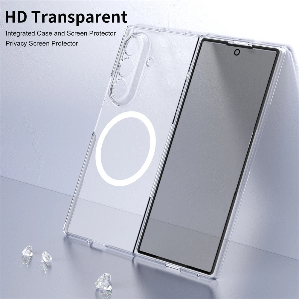 

Чехол для телефона Magsafe для Samsung Galaxy Z Fold 7 6 5 3 4 ZFold7, 360-градусная защита конфиденциальности, двусторонняя защита, тонкий, приятный на ощупь