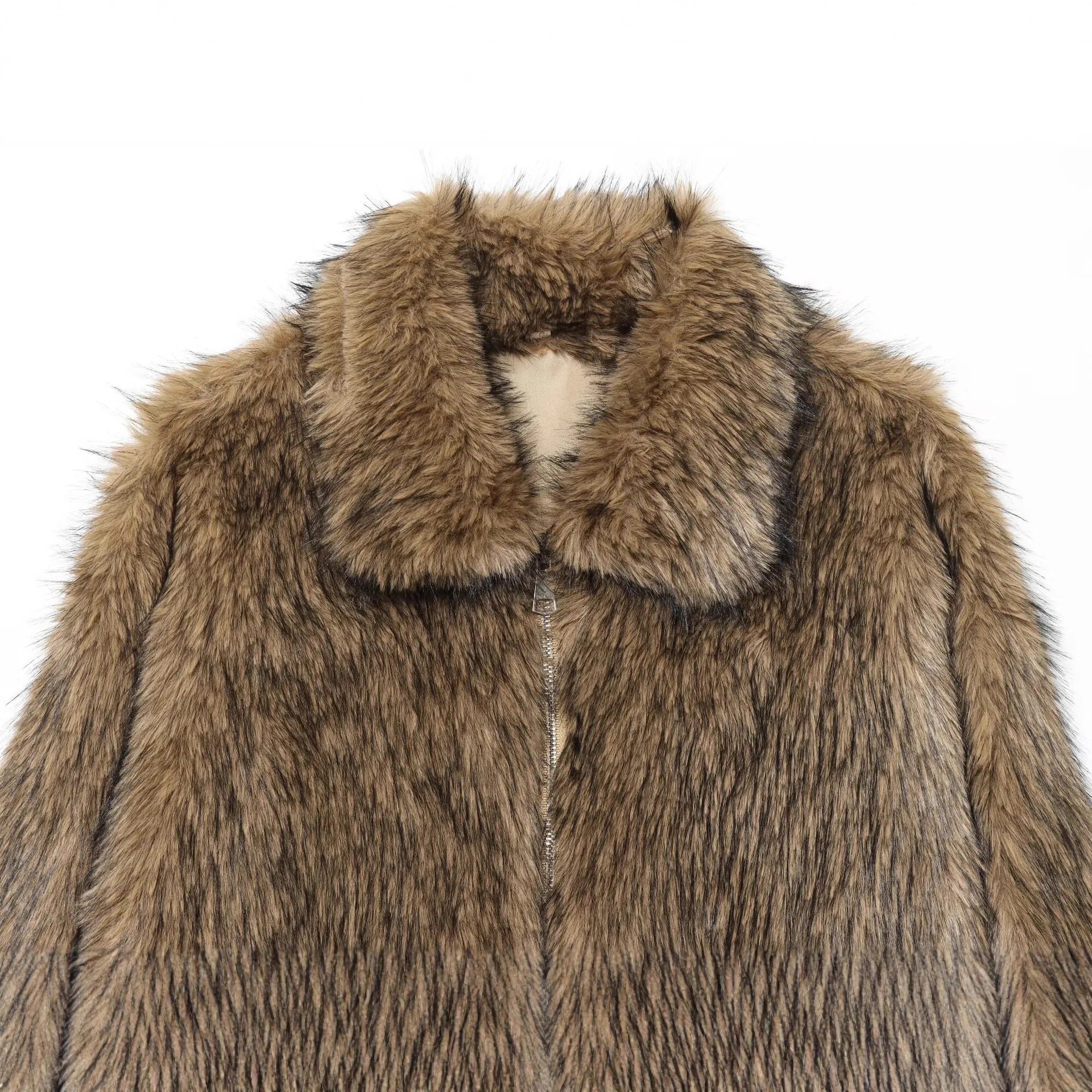 レディースファッション多用途ジャケット秋冬ハイストリートシンプルスタイリッシュフェイクファーコート長袖ラペルジッパー暖かいアウター