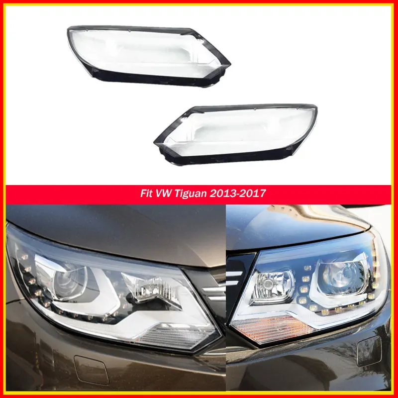 

Transparent Lampshade Headlight Lens Auto Shell Headlight Lens Cover Glue Left Right Fit VW Tiguan 2013-2017 Pair