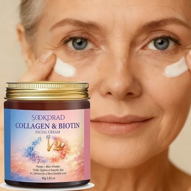 

Collagen & Biotin Facial Cream, plumps skin, smooth texture, face use, unisex, 80g/2.82oz, all skin, daily care