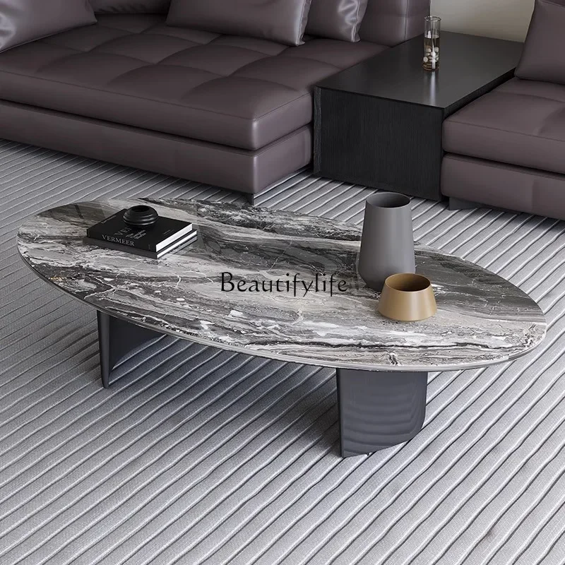 

FG44Natural marble coffee table Italian minimalist high-end living room oval coffee table