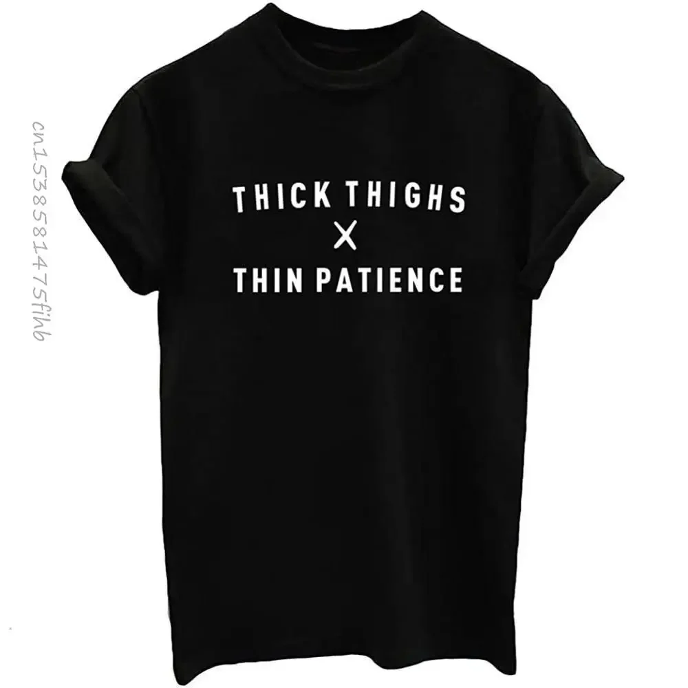 Premium Women's Thick Thighs Thin Patience Funny T-Shirt Cute Juniors Tops Teen Girl Tee Funny 90s T Shirt