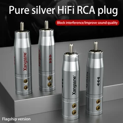 Xangsane hifi rca plug pure silver core CD amplifier speaker cable DIY rhodium plated signal cable interface audio plug terminal