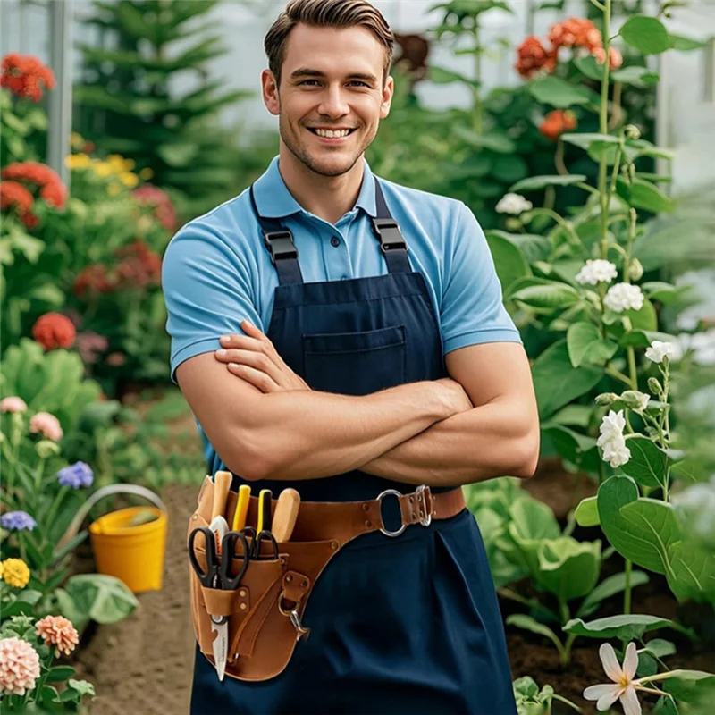 

Leather Garden Tool Belt, Gardening Utility Belt, Garden Tool Storage Bag For Gardeners And Gardeners-[A002]