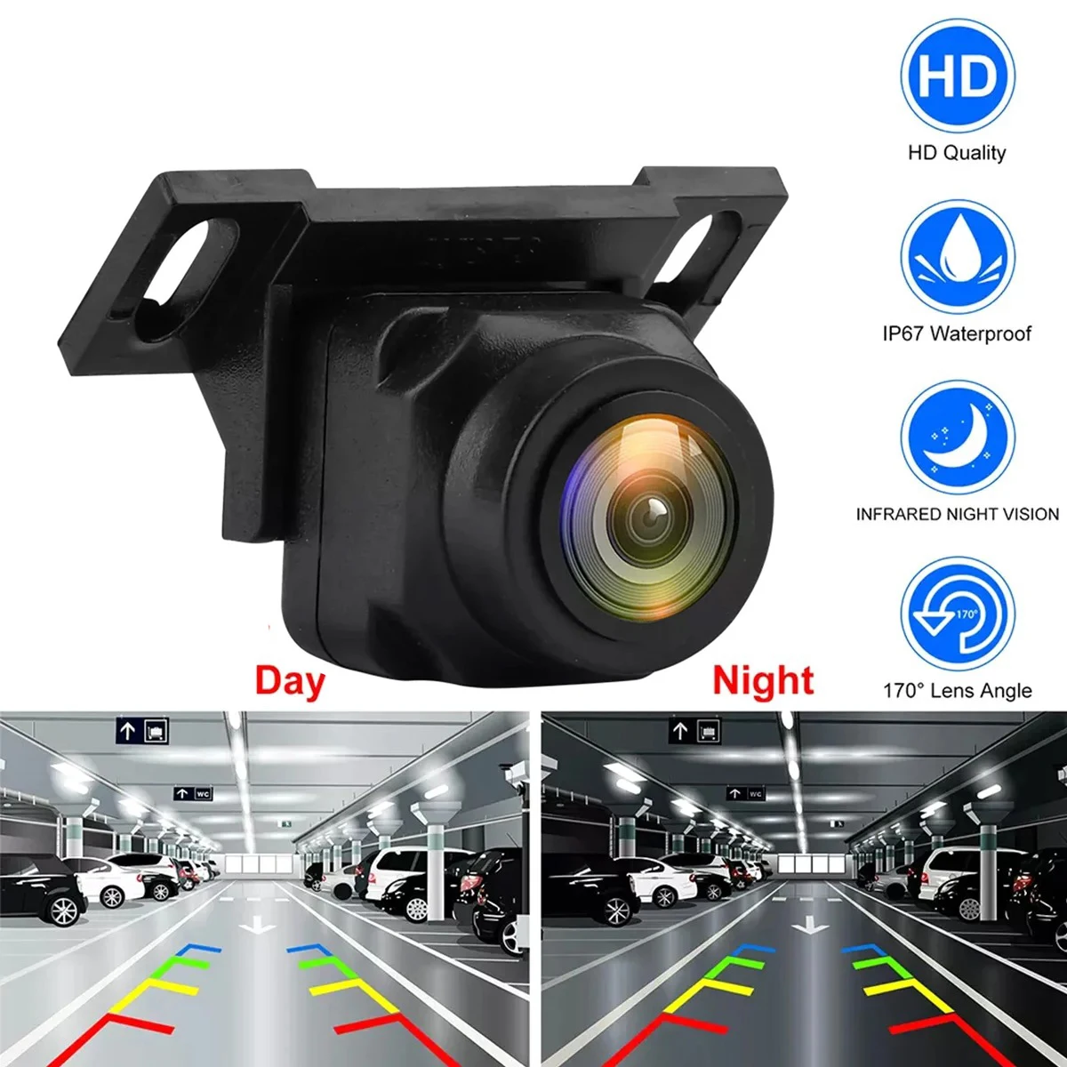 170° Wide Angle 1080P/CVBS Car Rear View Camera  Adjustable Anti-Interference Night Vision Waterproof Auto Parking Backup Camera