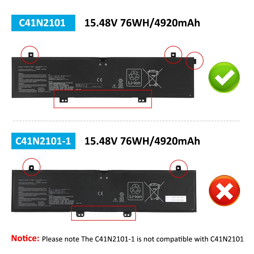 KingSener C41N2101 Laptop Battery For ASUS FX517Z FX517ZE FX517ZM FX517ZC FX517ZR GA402RK UM6702RA 15.48V 4920mAh/76WH