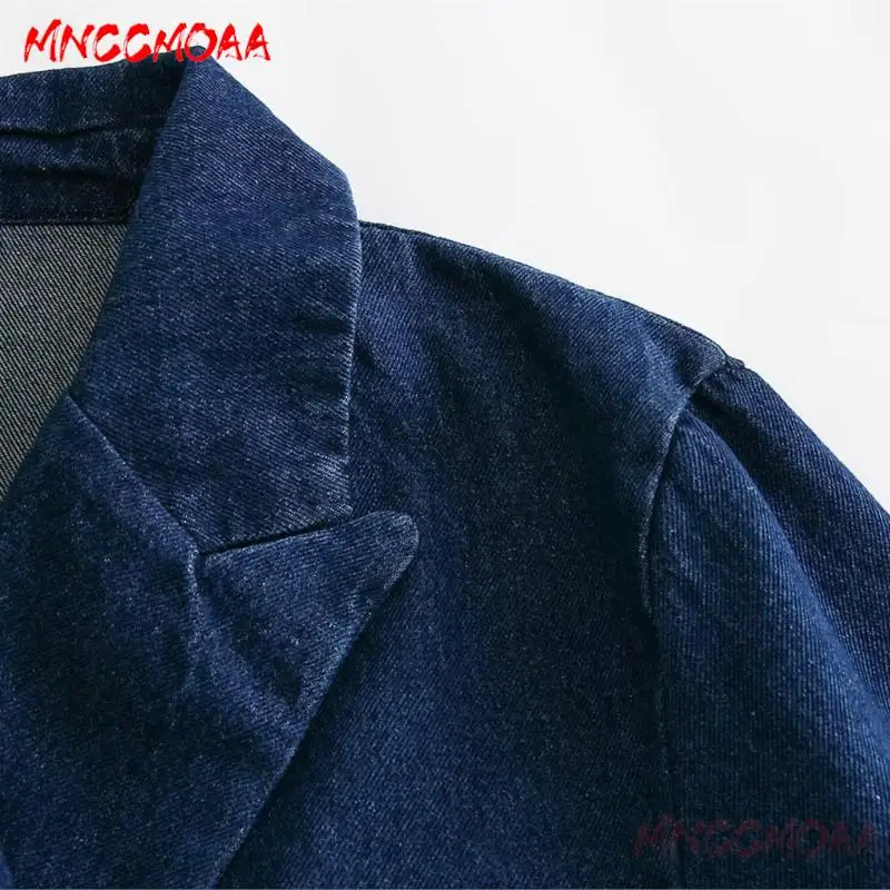 MNCCMOAA blazer Denim wanita, jaket lengan panjang, mantel, pakaian luar kasual, Busana Wanita, musim gugur, 2024