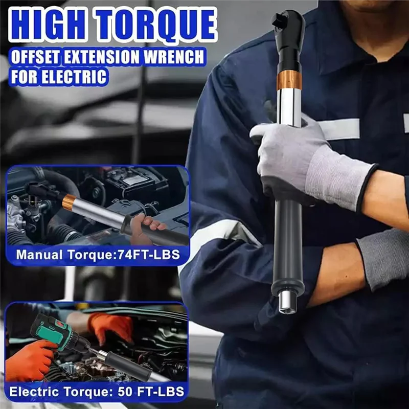 

ABKY-Offset Extension Wrench For Electric Drill-1/2" Drive Chain Drive Impact Wrench Extender, High Torque