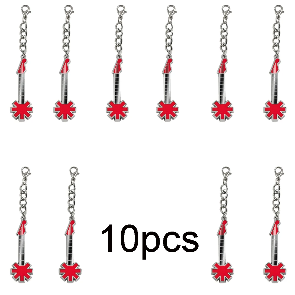 Red H0t-Chili Peppers Schlüsselanhänger Elektrogitarren-Schlüsselring RHCP Asterisk-Logo Anhänger Charm Rock Metal Band Rucksack Taschenzubehör – Detail 10