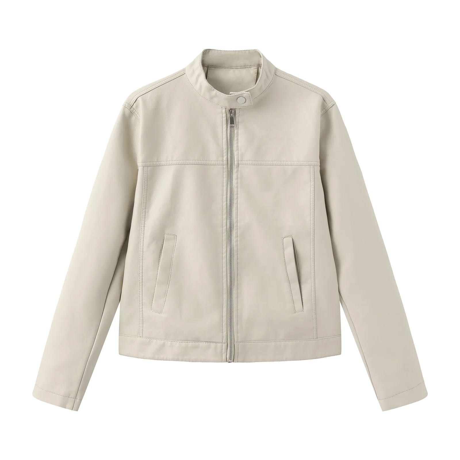 ヨーロッパサイズ 春秋 レディース カジュアル レザー ジャケット ストリートスタイル スタンドカラー バイクスーツ アウター