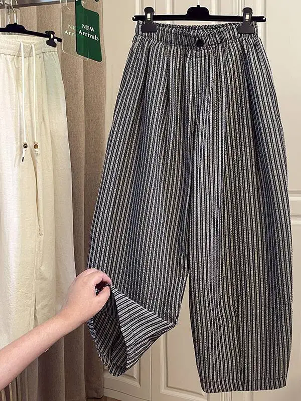 

plus Size 300 Pou American Retro Striped Casual Pants Loose Wide Leg Autumn Winter Trendy Long Trousers for Men And Women