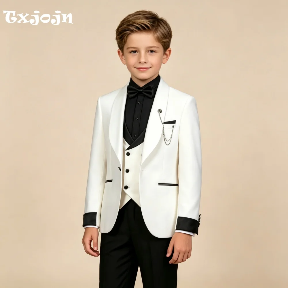 Tailored Formal Boys Suit 3-piece Set Wedding Tuxedos Pointed Collar Jacket Classic 2-16 Year Kid's Blazer Pants Vest for Party
