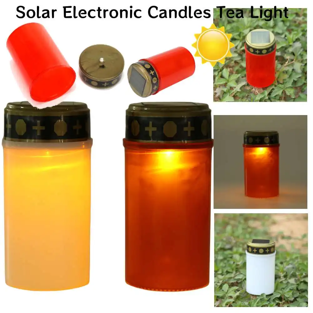 تعمل بالطاقة الشمسية ضوء شمعة مقبرة طقوس الإلكترونية LED شمعة مصباح عديمة اللهب الطاقة الشمسية ديكور الشاي ضوء الهالوين جزء #1