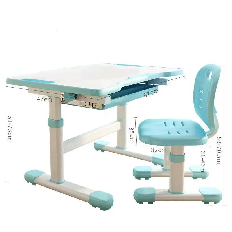 Wholesale Adjustable Height Children Learning Desk Wooden Home School Ergonomic Kids Study Table and Chair