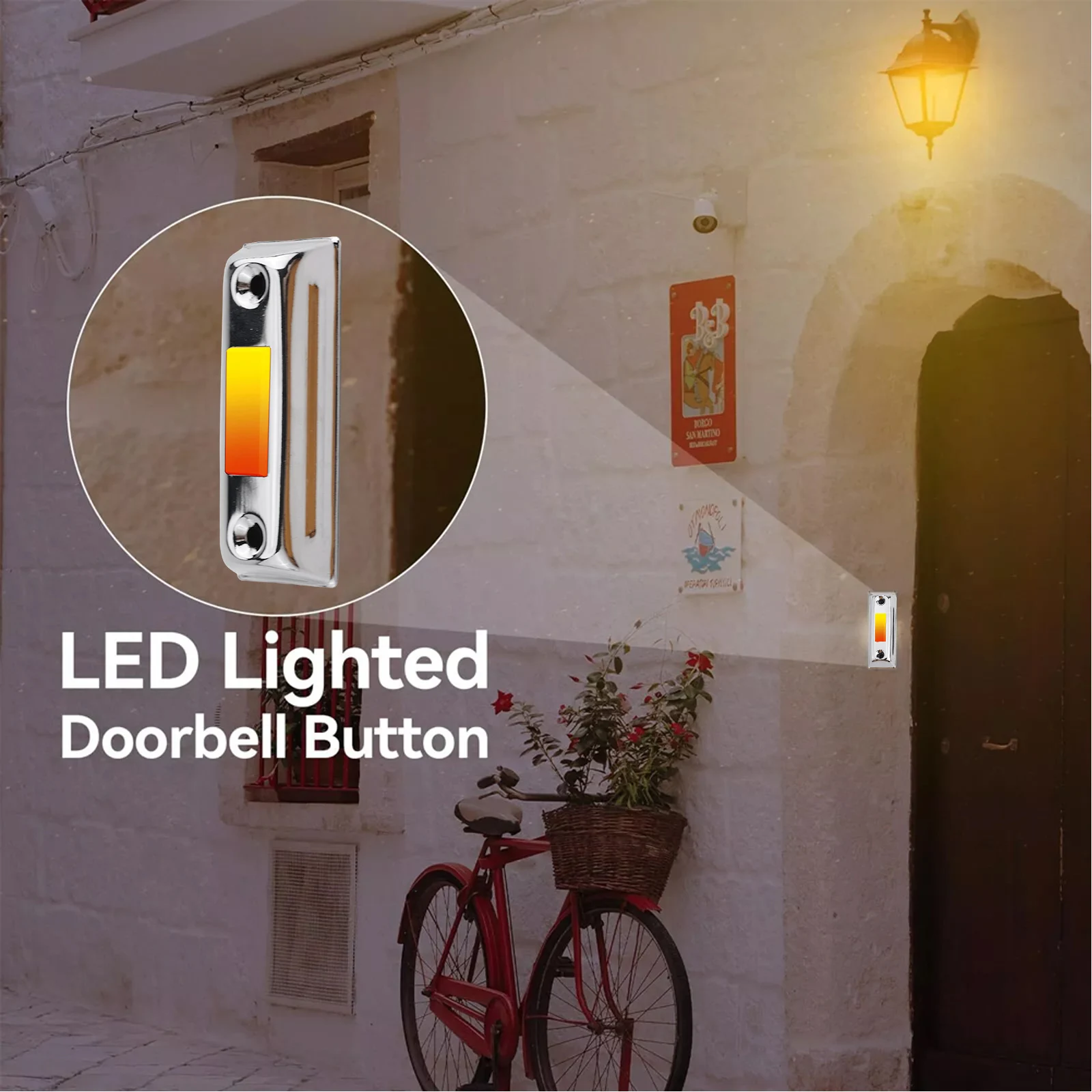 1PC Wired Doorbell Button With LED Light, Replacement Of Doorbell Ring Button, Wall Mounted Door Opener Switch Home Replacement
