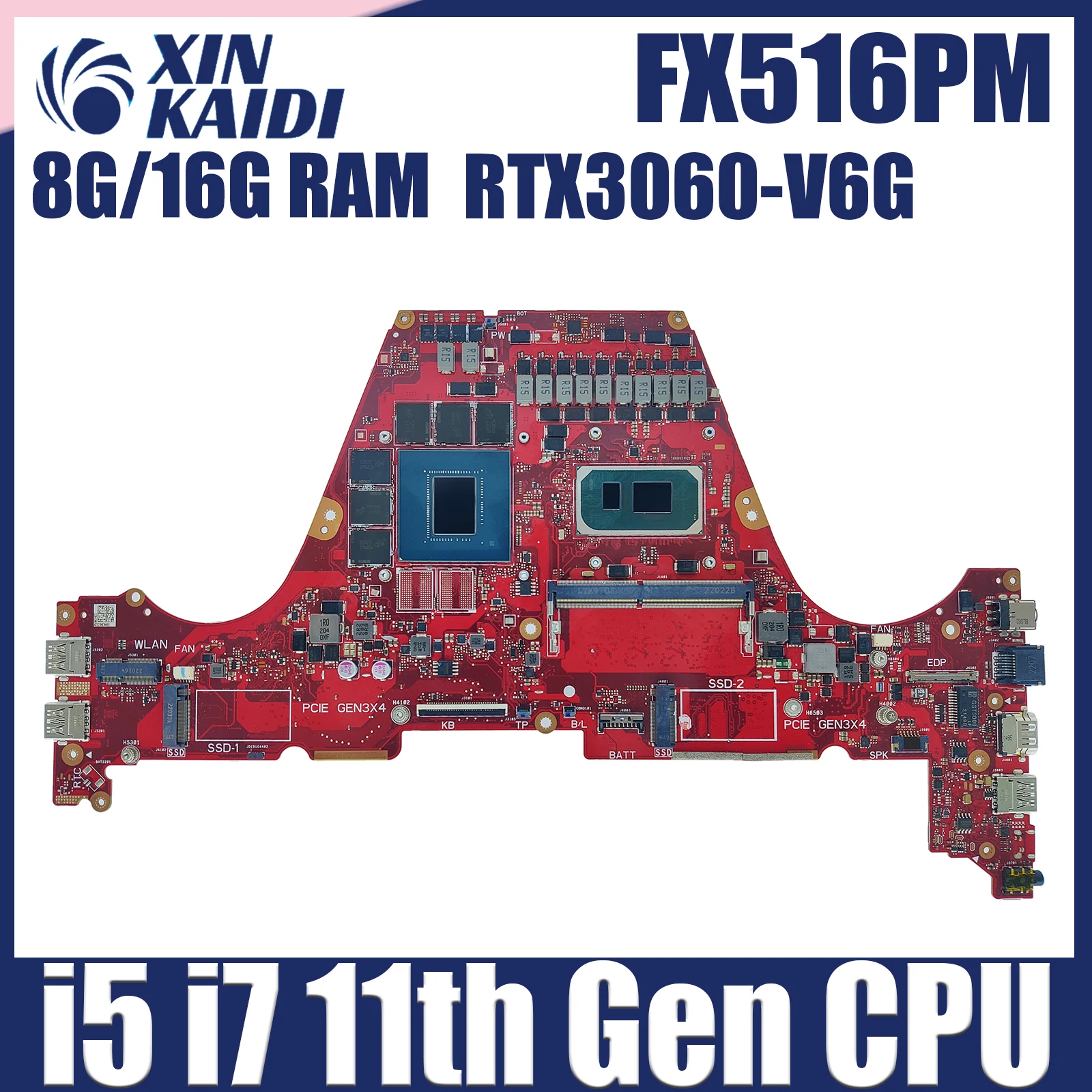 

FX516PR Laptop Motherboard For ASUS TUF F15 FX516PM FX516PE FX516PM PX516P I5-11300H I7-11370H RTX3070 Mainboard