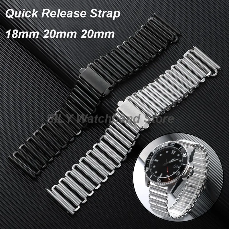 Watchband 18mm 20mm 20mm Stainless Steel Straps Quick Release Vintage Watchband High Quality Universal Metal Bracelets Wristbelt