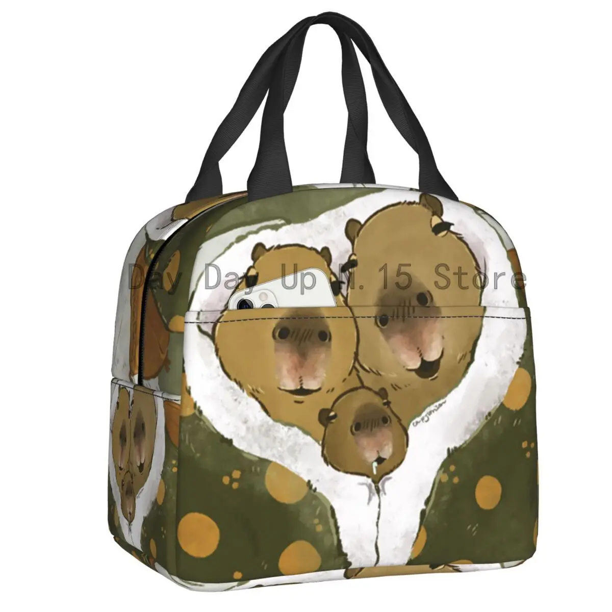 

Custom Capybara Family Lunch Bag Women Warm Cooler Insulated Lunch Box for Kids School Children