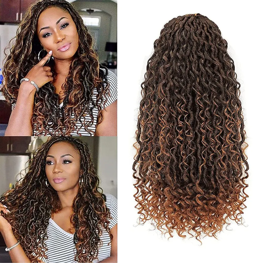 

Синтетические косички для волос River Locs, вязанные крючком, 18-дюймовые волосы River Locs, волнистые вязанные крючком с вьющимися волосами на средних концах, косички для наращивания волос