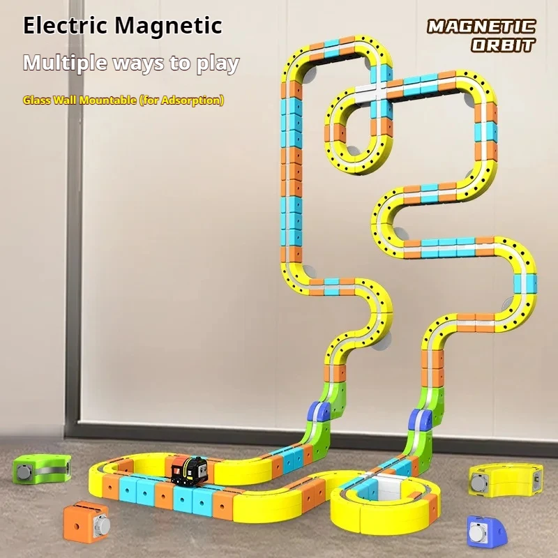 Cube Electric Rail Car Magic Anti-Gravity Magnetic Train Track Set Electric Toy Train Children'S Play Models Puzzle Diy Assembly