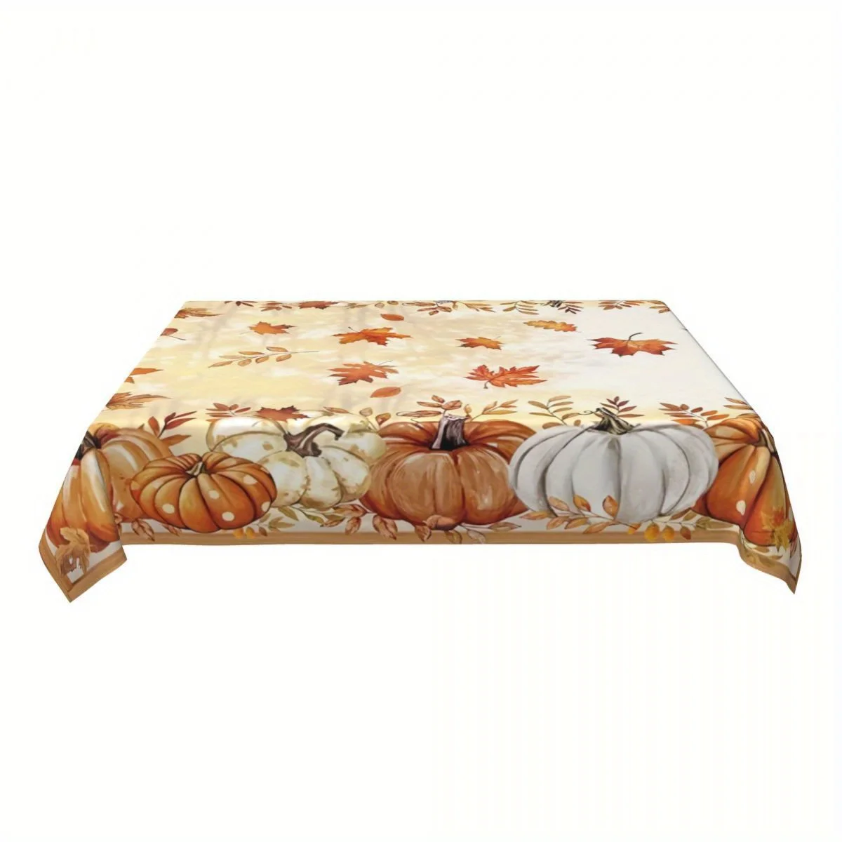 Harvest season pumpkin and maple leaf kitchen tablecloth, washable microfiber tablecloth in rectangular shape.PMJ