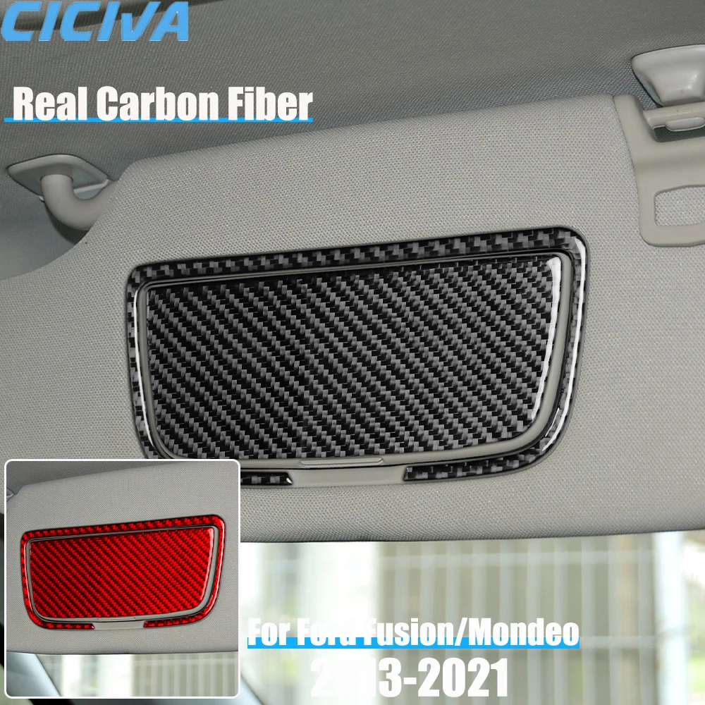 

Real Carbon Fiber Car Accessories Vanity Mirror Decorative Trim Cover Soft Sticker For Ford Fusion/Mondeo 4th Gen 2013-2021