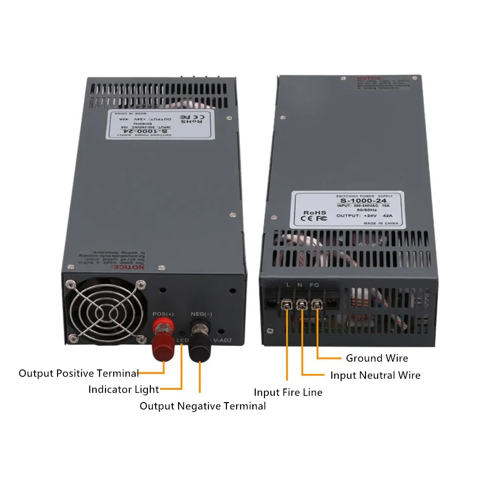 AC 220V To DC 12V 24V 36V Switching Power Supply Voltage Adjustable +-10% 1000W 1200W 1500W Power Supply Adapter Laboratory SMPS
